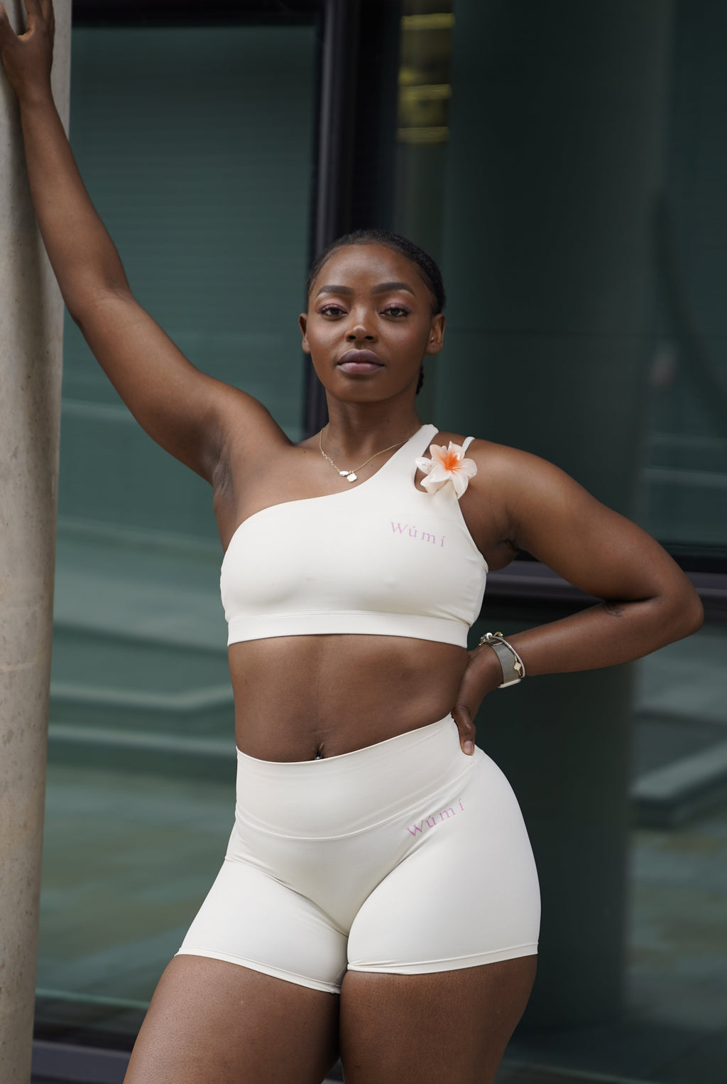 Wúmi Beige Asymmetric Sports Bra